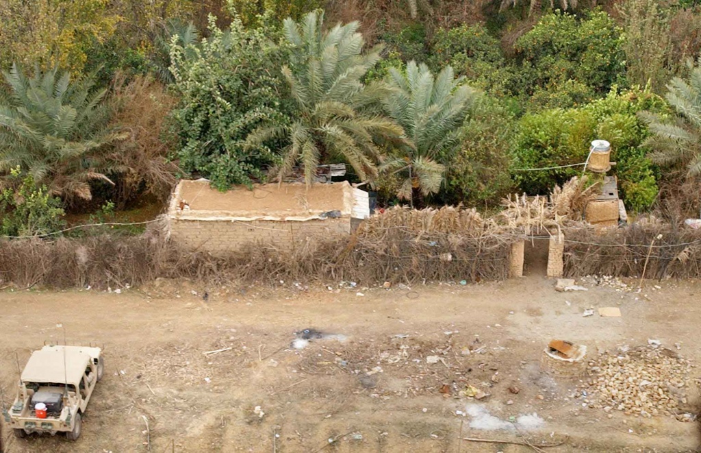 A birds-eye view of the farm house near Tikrit where Saddam Hussein was hiding out from U.S. forces.