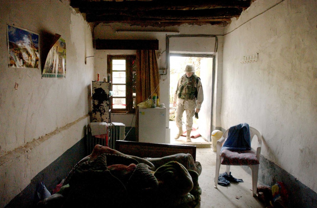View of the room where Saddam Hussein hid out before his capture in the "spider hole."